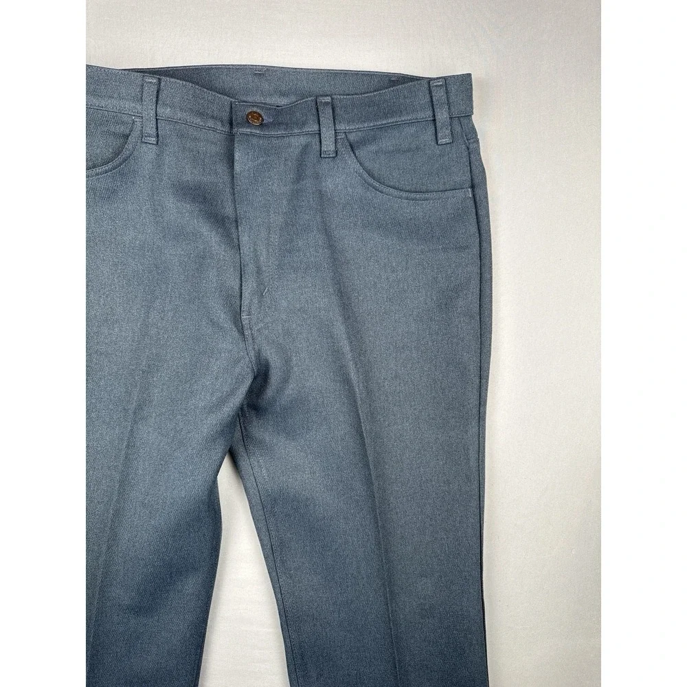 Vintage 80s Levi's 517 Sta-Prest Pants 38x33 USA Blue Polyester Bootcut